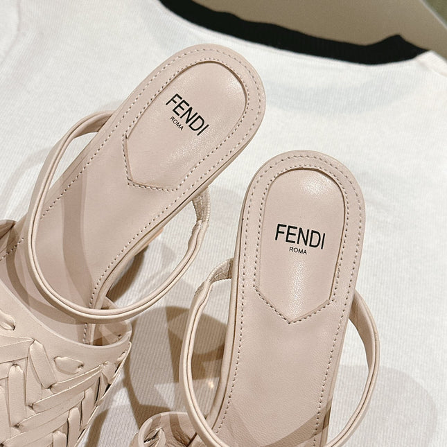 FENDI FIRST HIGH-HEELED SANDALS 85 MM IN BEIGE LAMBSKIN GOLD HARDWARE