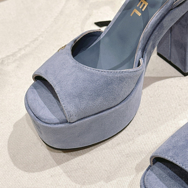 CC HIGH SANDAL SAPHIRE BLUE SUEDE CALFSKIN