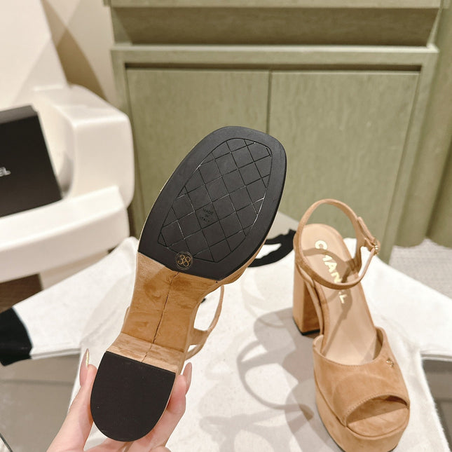 CC HIGH SANDAL PEACH PINK SUEDE CALFSKIN