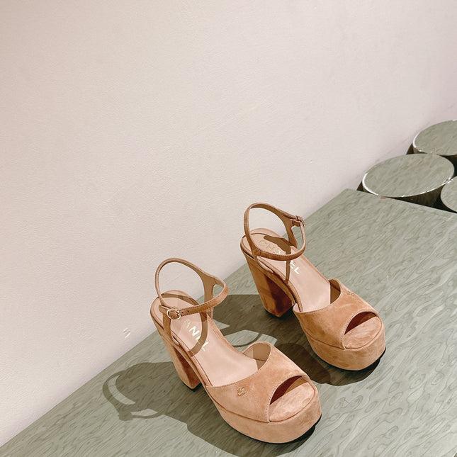 CC HIGH SANDAL PEACH PINK SUEDE CALFSKIN