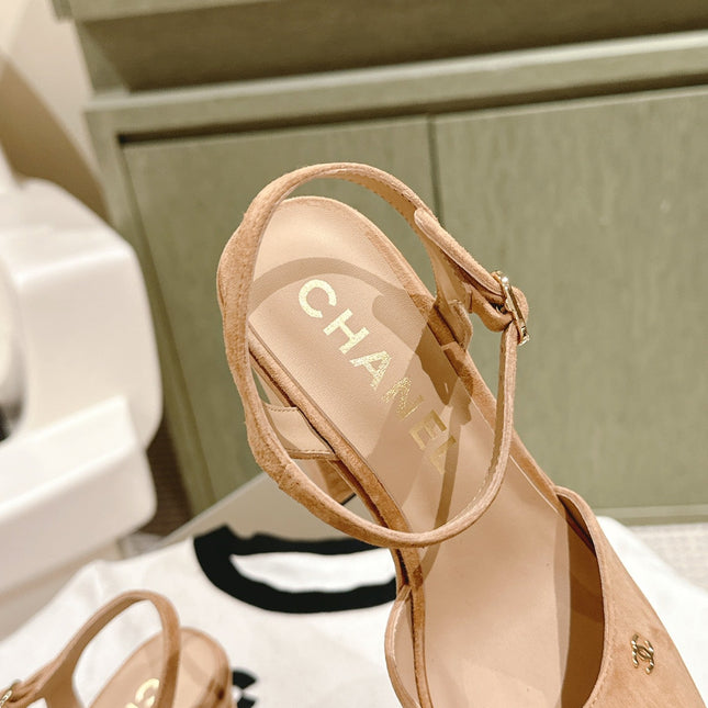 CC HIGH SANDAL PEACH PINK SUEDE CALFSKIN