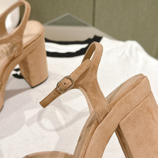 CC HIGH SANDAL PEACH PINK SUEDE CALFSKIN