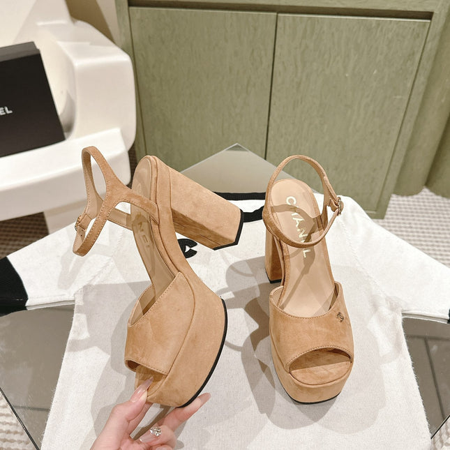 CC HIGH SANDAL PEACH PINK SUEDE CALFSKIN