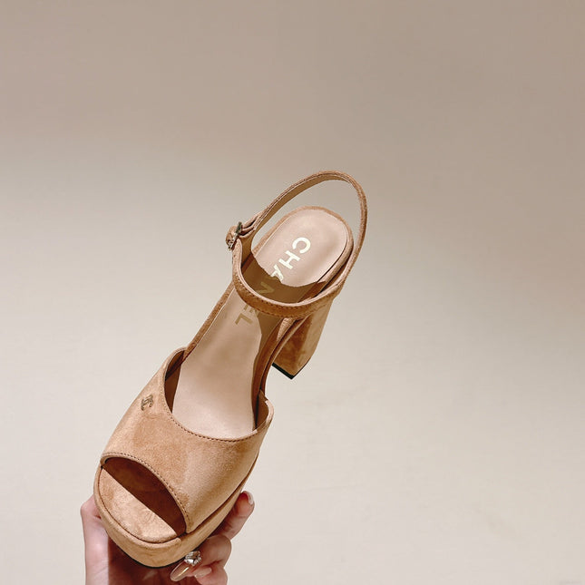 CC HIGH SANDAL PEACH PINK SUEDE CALFSKIN