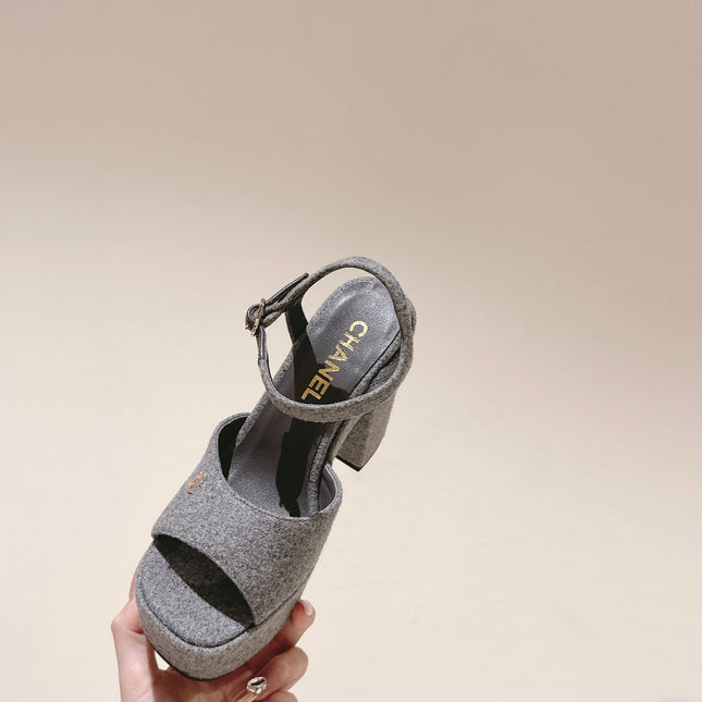 CC HIGH SANDAL GREY SUEDE CALFSKIN