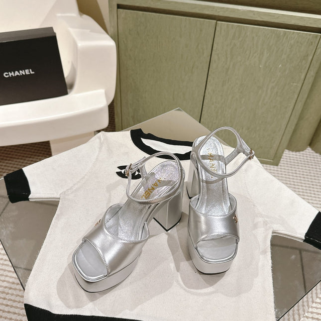 CC HIGH SANDAL SILVER CALFSKIN