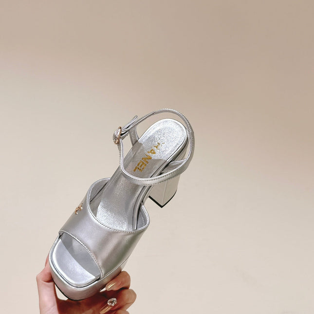 CC HIGH SANDAL SILVER CALFSKIN