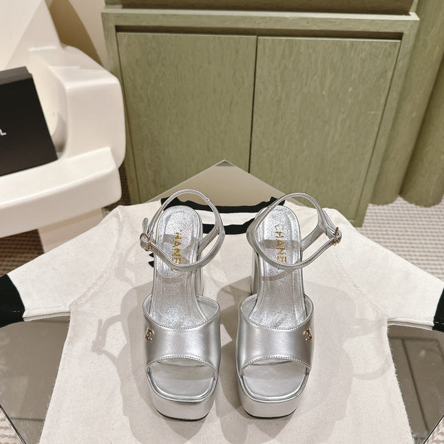CC HIGH SANDAL SILVER CALFSKIN