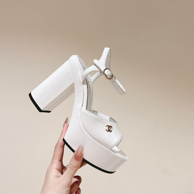 CC HIGH SANDAL WHITE CALFSKIN