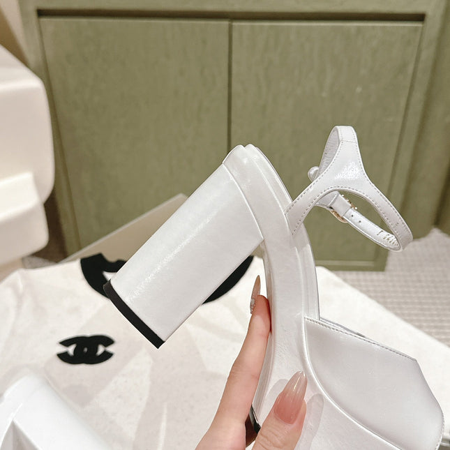 CC HIGH SANDAL WHITE CALFSKIN