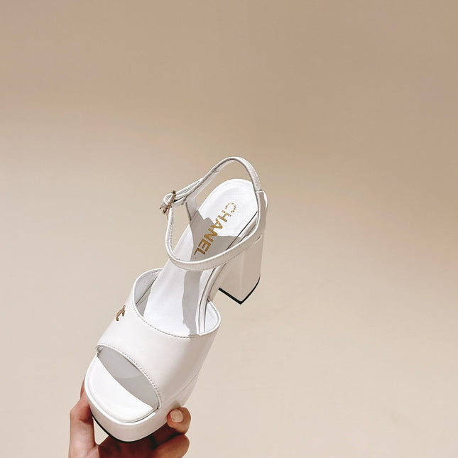 CC HIGH SANDAL WHITE CALFSKIN