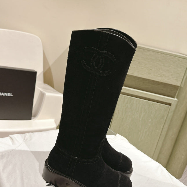 CC HIGH BOOTS BLACK SUEDE CALFSKIN