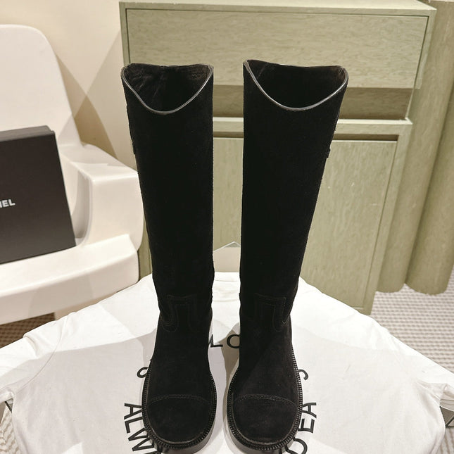 CC HIGH BOOTS BLACK SUEDE CALFSKIN