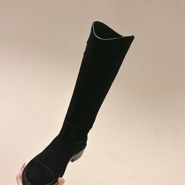 CC HIGH BOOTS BLACK SUEDE CALFSKIN