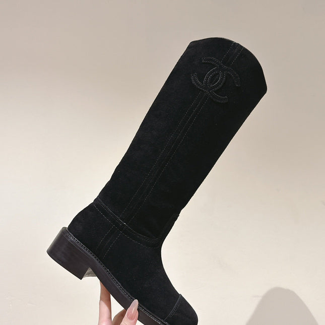 CC HIGH BOOTS BLACK SUEDE CALFSKIN