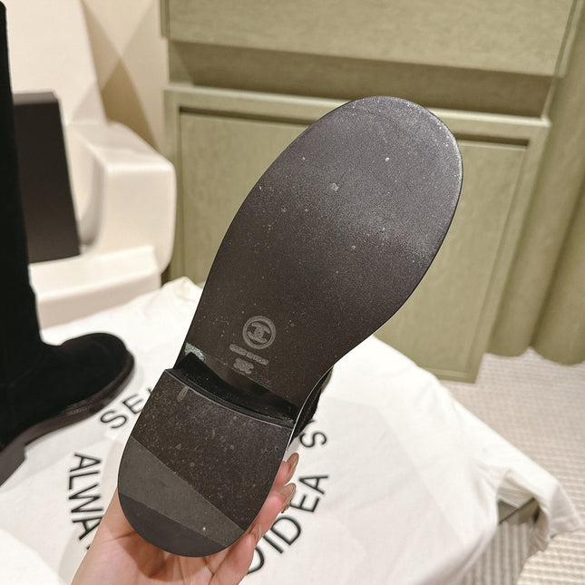 CC HIGH BOOTS BLACK SUEDE CALFSKIN