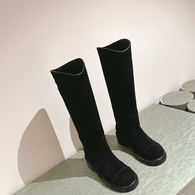 CC HIGH BOOTS BLACK SUEDE CALFSKIN