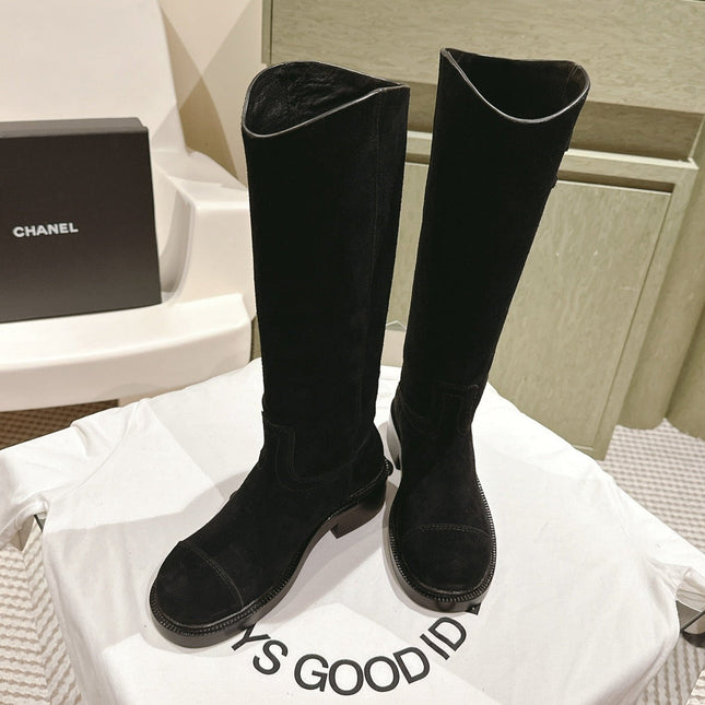 CC HIGH BOOTS BLACK SUEDE CALFSKIN