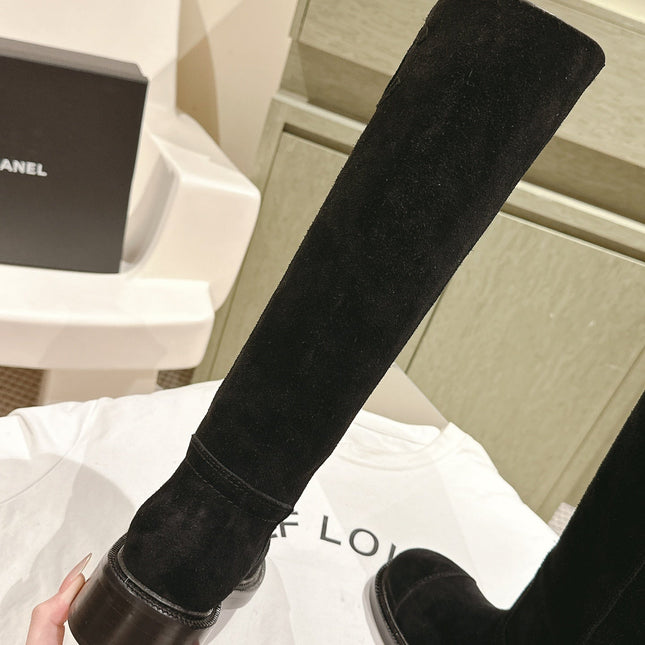 CC HIGH BOOTS BLACK SUEDE CALFSKIN