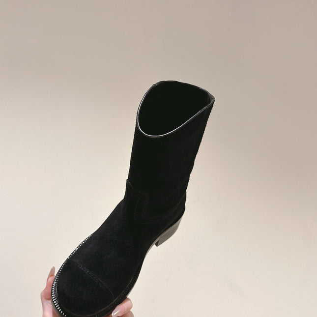 CC SHORT BOOTS BLACK SUEDE CALFSKIN