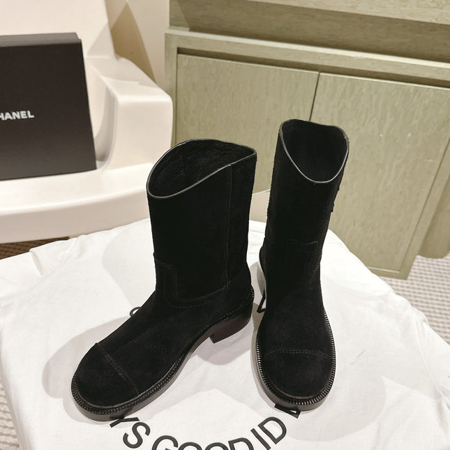CC SHORT BOOTS BLACK SUEDE CALFSKIN