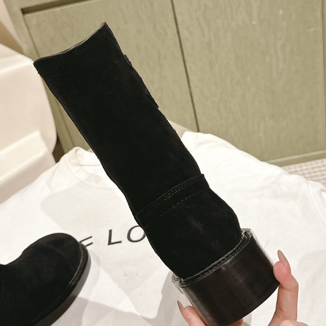 CC SHORT BOOTS BLACK SUEDE CALFSKIN