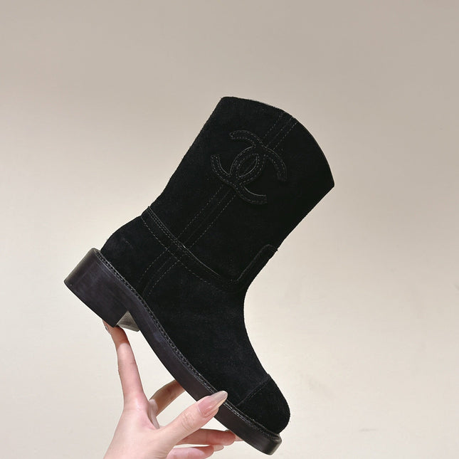 CC SHORT BOOTS BLACK SUEDE CALFSKIN