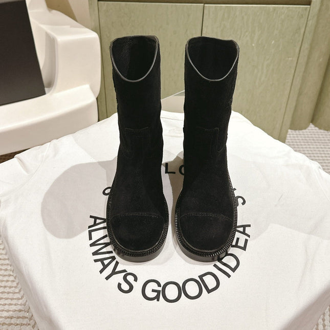 CC SHORT BOOTS BLACK SUEDE CALFSKIN