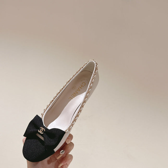 CC HIGH HEELS WHITE CALFSKIN AND FABRIC