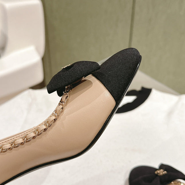 CC HIGH HEELS BEIGE CREAM CALFSKIN AND FABRIC