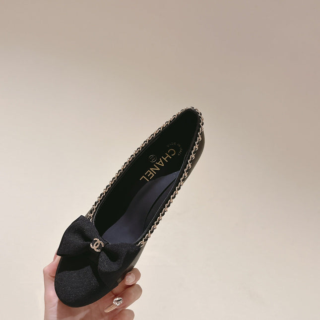 CC HIGH HEELS BLACK CALFSKIN AND FABRIC
