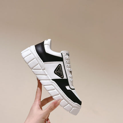 PRA FLATFORM SNEAKERS BLACK AND WHITE CALFSKIN