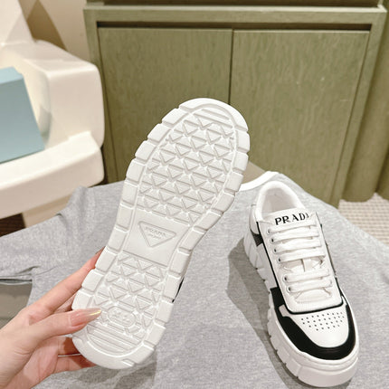 PRA FLATFORM SNEAKERS BLACK AND WHITE CALFSKIN