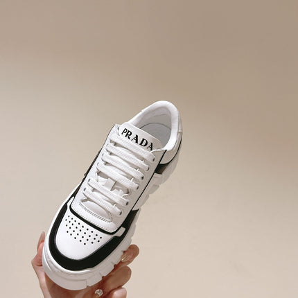 PRA FLATFORM SNEAKERS BLACK AND WHITE CALFSKIN