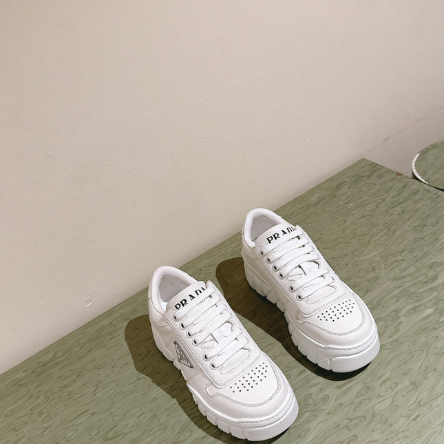 PRA FLATFORM SNEAKERS WHITE CALFSKIN