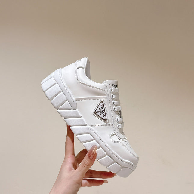 PRA FLATFORM SNEAKERS WHITE CALFSKIN