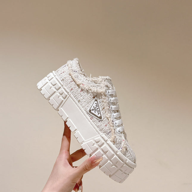 PRA DOUBLE WHEEL RE-NYLON GABARDINE SNEAKERS BEIGE FABRIC