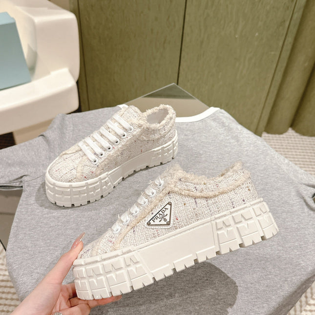 PRA DOUBLE WHEEL RE-NYLON GABARDINE SNEAKERS BEIGE FABRIC