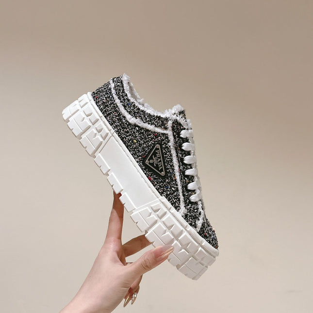 PRA DOUBLE WHEEL RE-NYLON GABARDINE SNEAKERS BLACK FABRIC