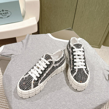PRA DOUBLE WHEEL RE-NYLON GABARDINE SNEAKERS BLACK FABRIC