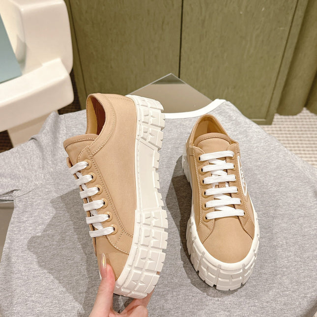 PRA DOUBLE WHEEL RE-NYLON GABARDINE SNEAKERS TUSCAN CALFSKIN