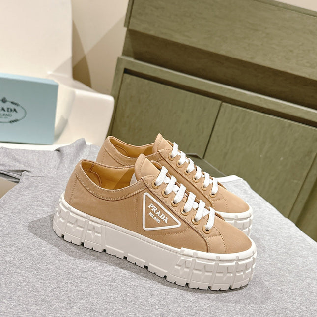 PRA DOUBLE WHEEL RE-NYLON GABARDINE SNEAKERS TUSCAN CALFSKIN