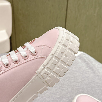 PRA DOUBLE WHEEL RE-NYLON GABARDINE SNEAKERS PASTEL PINK CALFSKIN