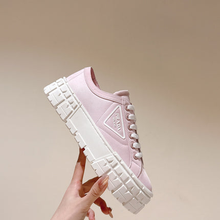 PRA DOUBLE WHEEL RE-NYLON GABARDINE SNEAKERS PASTEL PINK CALFSKIN