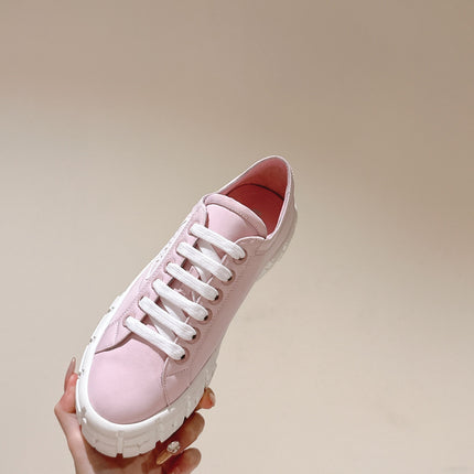 PRA DOUBLE WHEEL RE-NYLON GABARDINE SNEAKERS PASTEL PINK CALFSKIN