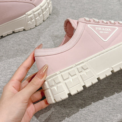 PRA DOUBLE WHEEL RE-NYLON GABARDINE SNEAKERS PASTEL PINK CALFSKIN