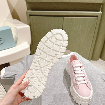 PRA DOUBLE WHEEL RE-NYLON GABARDINE SNEAKERS PASTEL PINK CALFSKIN