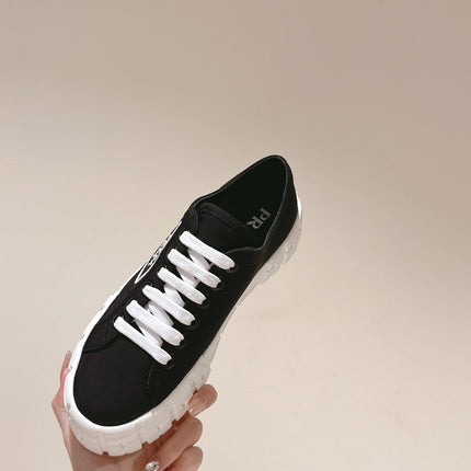 PRA DOUBLE WHEEL RE-NYLON GABARDINE SNEAKERS BLACK CALFSKIN