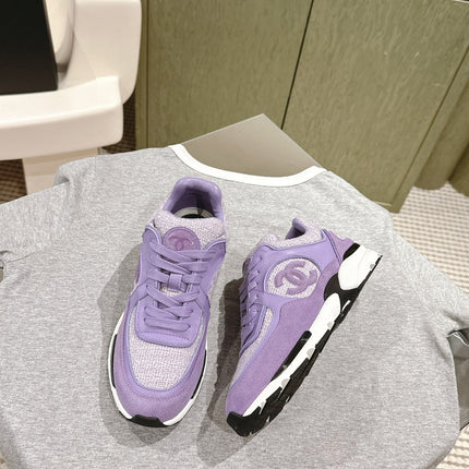 TRAINERS IN LIGHT PURPLE SUEDE AND CALFSKIN
