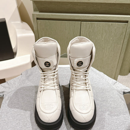 MARTIN BOOTS IN WHITE EMBROIDERED CALFSKIN
